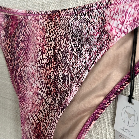 Shade Shore High Leg Extra Cheeky Bikini Bottom Pink Snake Swinsuit Womens S 4 6 - Picture 9 of 17